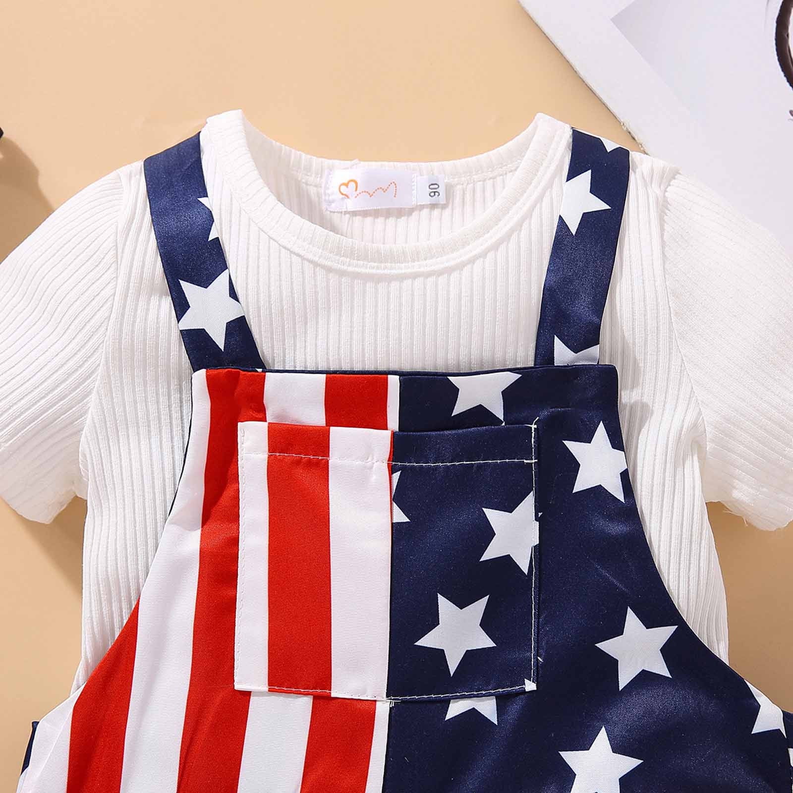 Independence Day Baby Boy/Girl Stars and Striped Splicing Short-sleeve Hooded Jumpsuit