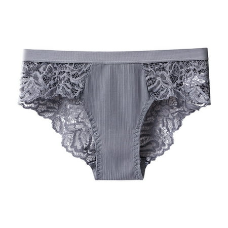 Gubotare Briefs For Women Women Panties Pink Lace Transparent Hollow Out Underwear Comfort Seamless Low Waist Briefs Lingerie Lenceria Thong Gray XL