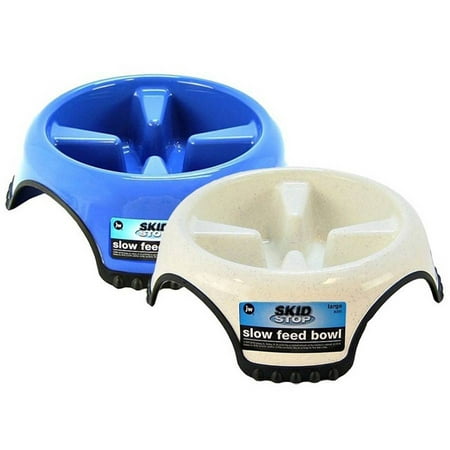 JW Pet Skid Stop Slow Feed Bowl, Medium, Assorted