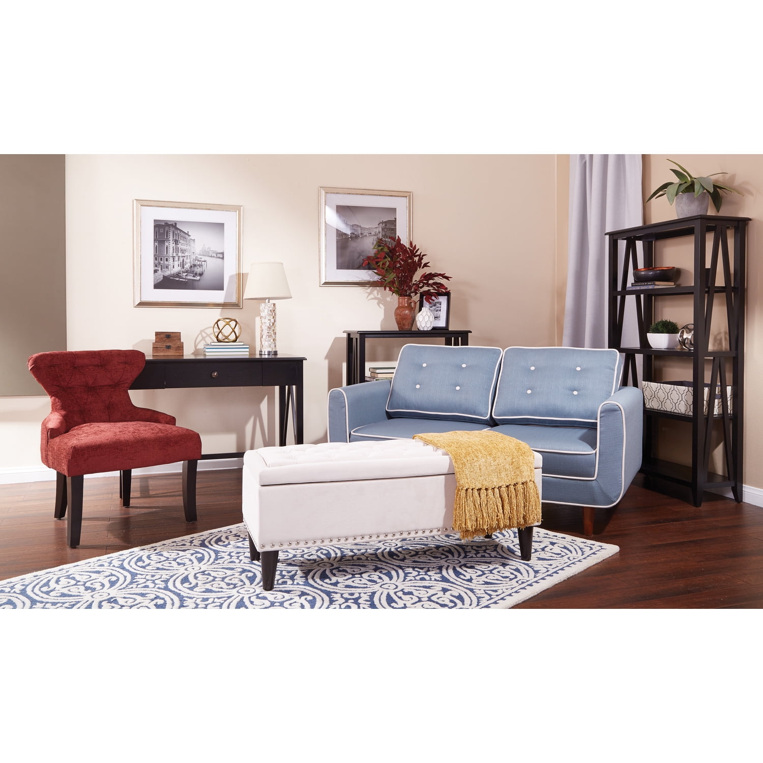 Aster Storage Ottoman-Color:Chocolate