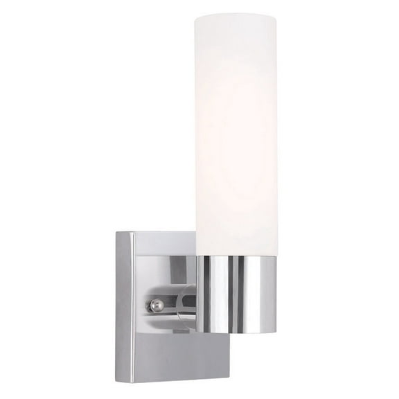 4.5 inch 1 Light Polished Chrome Wall Sconce with White Twist Lock Glass Shade