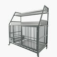 thumbnail image 4 of Noaman Large Pet Cage with Storage Rack & Drawers, 35.43"L x 23.60"W x 49.20"H, Iron Frame & MDF Double-Layer Design, Stainless Steel Food/Water Basins, Wheels for Mobility (Black+Smoke Gray), 4 of 37