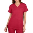 thumbnail image 4 of V-Neck Scrubs Top for Women – Stretchy Breathable Fabric with Pockets, Easy Care & Classic Red XL, 4 of 4