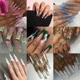 thumbnail image 2 of RAGUPEL 24Pcs Glue on Nails for Women,Diamond-Accented Square Nails,Glossy Design Long Nails,Best Press on Nails for Dating,Party,Taking Pictures,Daily Life,Style3, 2 of 7