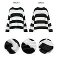 thumbnail image 4 of RongHuan Striped Sweaters for Women Bell Sleeve Scoop Sweater Pullover Loose Fit Color Block Knit Tops Warm Comfy Knitted Blouse Outfits, 4 of 6