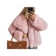 thumbnail image 3 of Abrigo de Piel Sintética para Mujer, Chaqueta de Piel Sintética, Chaqueta de Invierno de Larga con Solapa, Parka Corta Rosa XS, 3 of 8