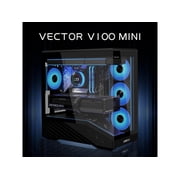 Lian Li VECTOR V100 MINI Micro Form Factor Compact PC Case, Pre-install 4 x 120mm ARGB PWM Fans, Panoramic Tempered Glass, Support Backet-Connect Micro-ATX, 415mm GPU, 360mm Radiator - Black(V100RMIX