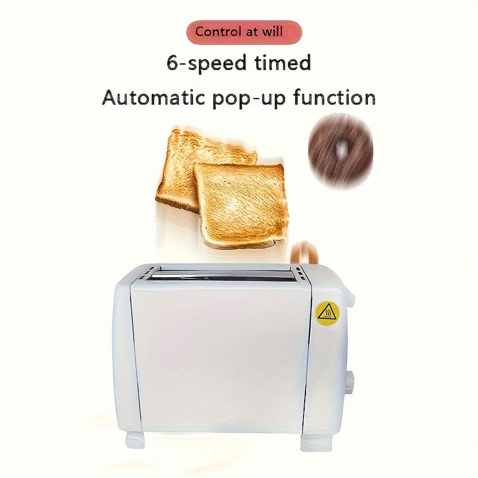 OHHSUN Toaster 2 Slice with Auto Shut Off & Reheat Function - 6 Browning Settings, Countertop Kitchen Essentials for Bagel Muffins Toast Pastry Waffles Grain Sweet Bread, 750W - White