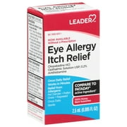 Leader Sterile Eye Drops for Eye Allergy & Itch Relief, Olopatadine HCl 0.2%, Antihistamine, Once Daily Relief from Pet Dander, Pollen, Grass, Works in Minutes, Prescription Strength, 0.0085 fl oz