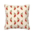 thumbnail image 1 of Square Throw Pillow Covers with Core, Christmas Stocking Prints Pillows for Sofa Beds, 16 x 16 inches Beige, 1 of 9