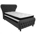 thumbnail image 2 of Tufted Twin Platform Bed in Dark Gray Fabric/Trim with Mattress, 2 of 3