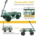 thumbnail image 3 of JOYFULIN Garden Cart, 660LBS Capacity Mesh Steel Garden Wagon with Handle, Removable Sides and 10" All Terrain Tires, Heavy-Duty Utility Cart for Yard, Lawn, and Outdoor Use, Green, 3 of 6