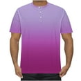 thumbnail image 2 of Zylanna Men's Short Sleeve T-Shirts, Gradient Color Button Up Lightweight Summer Daily leisure Tops for Men Hot Pink Size S, 2 of 5