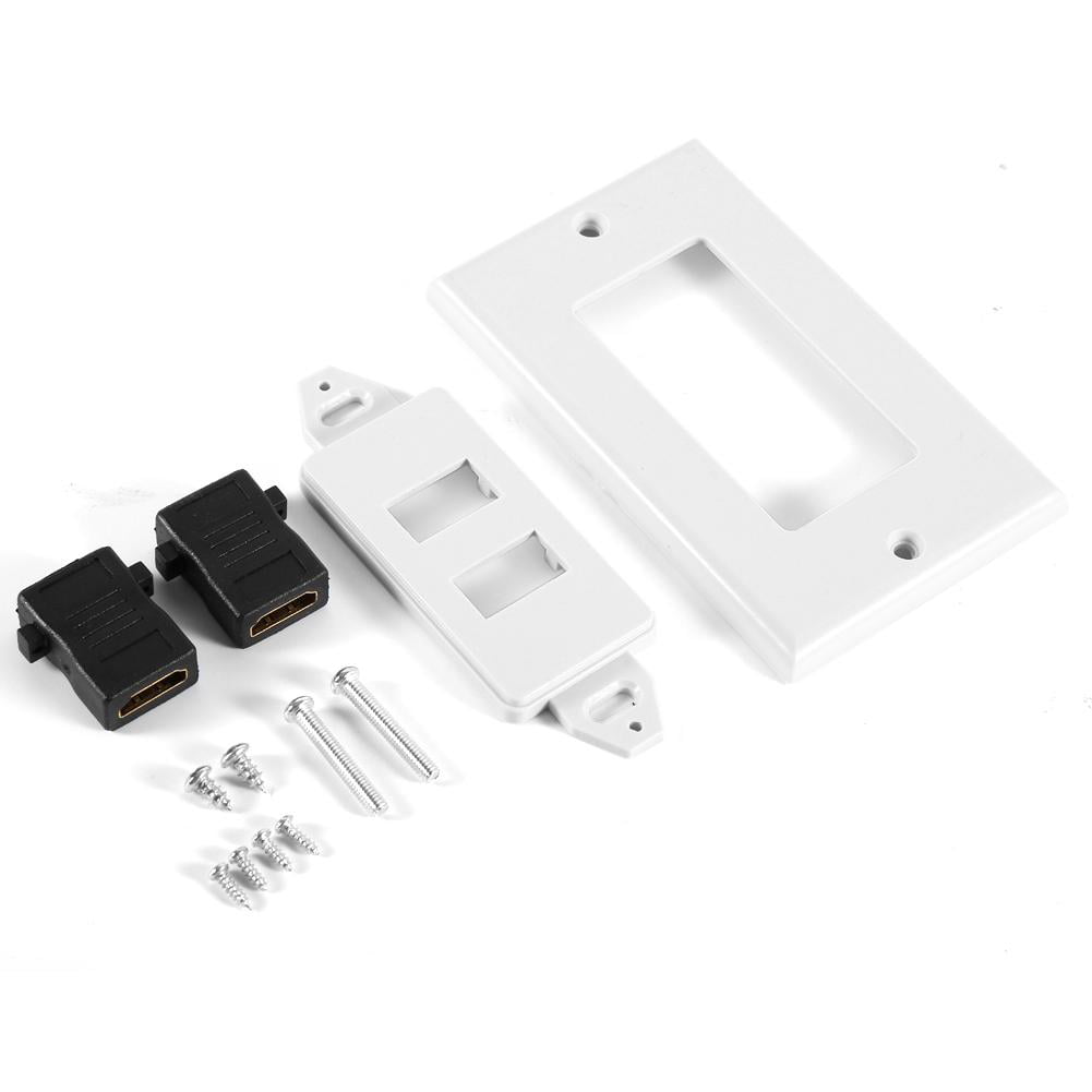 2 HDMI Port White Plate for Wall Outlet Jack Dual Ports 