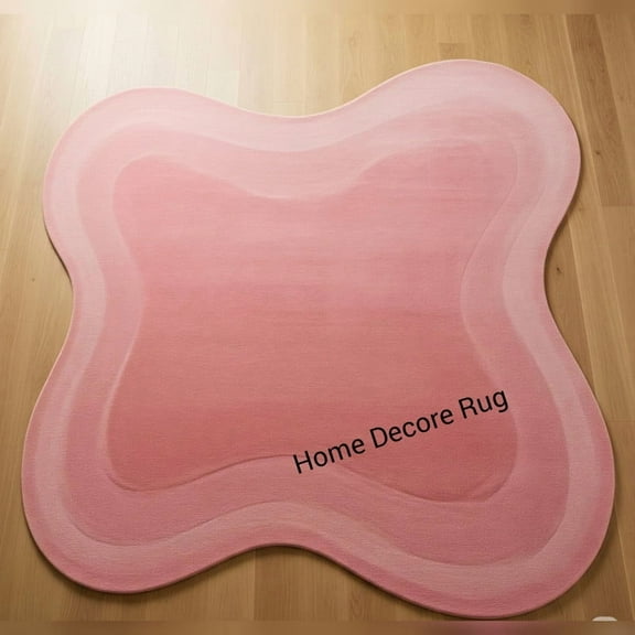 Solid Pink Irregular Shaped Rug – Hand Tufted Plain Design for Stylish Home Decor