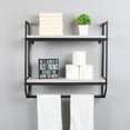 thumbnail image 6 of 2-Tier Metal Industrial 23.6" Bathroom Shelves Wall Mounted,Rustic Wall Shelf Over Toilet,Towel Rack with Towel Bar,Utility Storage Shelf Rack, Floating Shelves Towel Holder,Retro White, 6 of 14