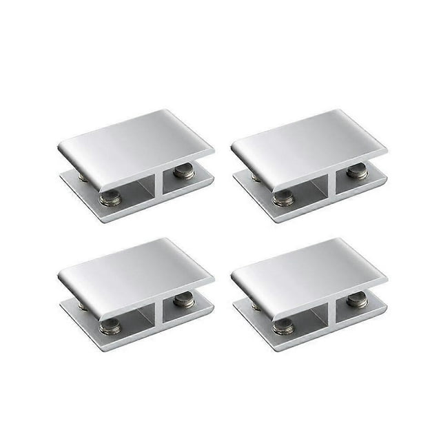 2 abrazaderas de vidrio de doble cara de aleación de aluminio, soporte para estante de vidrio, clip de vidrio