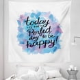 thumbnail image 1 of Wording Tapestry, Hand Drawn Paint Brush Effect Happiness Words Abstract Composition, Fabric Wall Hanging Decor for Bedroom Living Room Dorm, 5 Sizes, Dried Rose Blue Black, by Ambesonne, 1 of 1