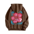 thumbnail image 4 of Women's Hoodies Sweatshirts Women's Letter Print Hoodies Long Sleeved Hoodie With Pockets for Everyday Resort Use Brown L, 4 of 4