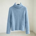 thumbnail image 2 of BXJX Girls Knit Sweaters, Long Sleeve Casual Warm Turtleneck Fall Pullover Tops Light Blue Size 9-10 T, 2 of 6