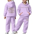 thumbnail image 3 of Gelikeya Cute Sweatsuits 2 Piece Pants Set Hooded Sweatshirt and Jogger Sweatpants Boys Girls Tracksuits Preppy Clothes (Purple, 6-7 Years), 3 of 8