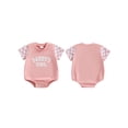 thumbnail image 2 of Suealasg Baby Girls Father's Day Romper Short Sleeve Crew Neck Letter Checkerboard Print Bodysuit Newborn Summer Casual Clothes 0-18 Months, 2 of 8