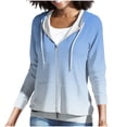 thumbnail image 5 of LEKWK Zip Up Hoodie Women Gradient Print Long Sleeve Lightweight Sweatshirt Drawstring Athletic Jacket with Pockets Activewear for Running Workout, 5 of 7