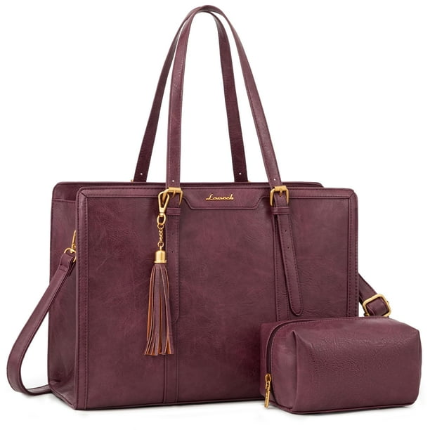 Bolsa de cuero vintage LOVEVOOK para portátil de 15.6 pulgadas con bolso de mano