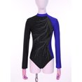 thumbnail image 3 of inlzdz Women Shiny Rhinestone Gymnastics Ballet Leotard Figure Skating Dance Bodysuit Long Sleeve Catsuit Ballerina Royal Blue L, 3 of 7