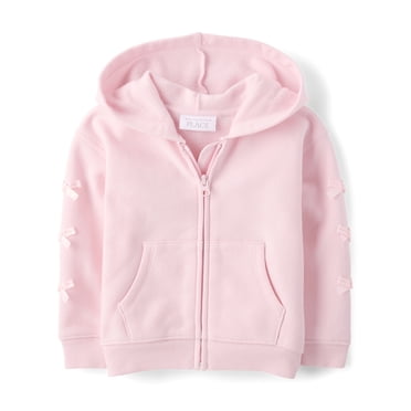 The Children's Place Toddler Girls Long Sleeve Bow Fleece Zip Up Hoodie, Sizes 12M-5T