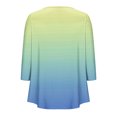 thumbnail image 3 of Cavosen Crew Neck T Shirts for Women 3/4 Sleeve with Button Pullover Tunic Tees Comfort Gradient Tops Dressy Flowy Loose Fit Shirts Ruched Pleated Peplum Blouse Novelty Blue L, 3 of 4