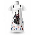 thumbnail image 3 of Bulldog Apron, Top View of an Animal in Eyeglasses 4th of July Independence Day, Unisex Kitchen Bib with Adjustable Neck for Cooking Gardening, Adult Size, Dimgray Ruby Blue, by Ambesonne, 3 of 4