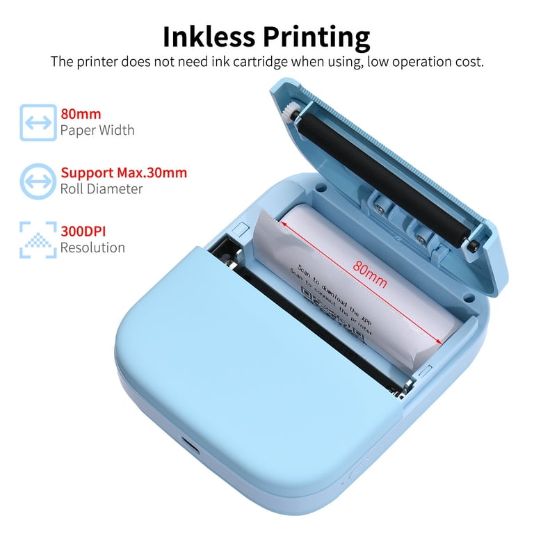A4 Portable Mini Wireless Bluetooth Inkless Thermal Printer Tattoo Paper lot