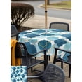 thumbnail image 4 of Outdoor Tablecloth with Umbrella Hole and Zipper, Blue Geometric Moroccan Square Table Cloth 60x60 Inch Waterproof Tablecloth, Abstract Art Blue Ombre Modern Picnic Table Cover for Patio Camping, 4 of 7