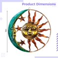 thumbnail image 4 of Outdoor Metal Wall Art, Large 16 in /40.6 cm Moon and Sun Design, Unique Garden Decor for Patios, Fences, and Outdoor Spaces, Long-lasting Rust-Resistant Iron with Star Accents, 4 of 5