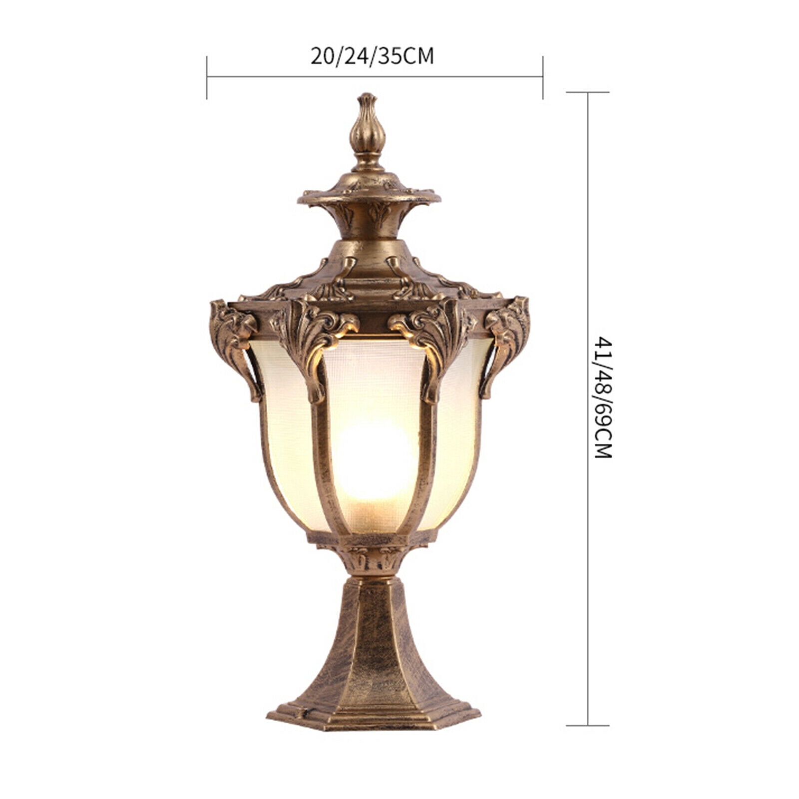 Outdoor Lamp Post Light Fixture Vintage Bronze Lantern Garden Fence Pillar Set 20*20*41cm