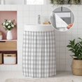 thumbnail image 4 of Buffalo Plaid Cabinet Curtains 28"W x 35L, Farmhouse Grey Checkered Vintage Rustic Under Sink Skirt for Bathroom Vanity Kitchen Self Adhesive, Dust-Proof Privacy Curtain for Closet Shelves Laundry, 4 of 9