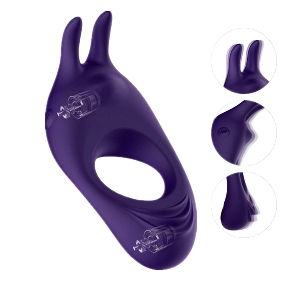 Vibrating Penis Ring with Rabbit Design, Rechargeable Penis Ring Vibrator with 9 Vibration Modes ,Centerel Silicone Male Sex Toy for Man and Couple Play
