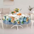 thumbnail image 2 of Oval Fall Tablecloth,Thanksgiving Autumn Harvest Blue Pumpkin Sunflower Maple Leaf Table cloth,Polyester Waterproof Wrinkle Resistant Durable Tablecloth for Fall,Thanksgiving,Home Decor 54x72inch, 2 of 5