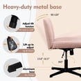 thumbnail image 3 of Walsunny Armless Cross Legged Office Wide Chair for Vanity Desk, Adjustable Swivel Padded Fabric Vanity Task Computer Chair, 3 of 9