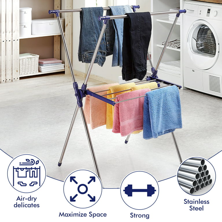 MONVANE Clothes Drying Rack - Foldable Drying Racks for Laundry, Stainless  Steel for Indoor and Outdoor Use 