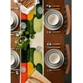 thumbnail image 2 of Green Geometric Table Runner Cotton Linen 108 Inch Holiday Dresser Scarves, Modern Orange Abstract Lines Art Tablerunner for Kitchen Coffee Dining Bedroom Living Room Dinner Scarf Décor 13''x108'', 2 of 9