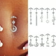 thumbnail image 2 of HOOUN 1Pc Crystal Navel Ring Bell Button Ring Body Jewelry Sexy Beach Piercing US-3, 2 of 9