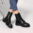 thumbnail image 5 of Taqqpue Women's Ankle Boots Round Toe Lace Up Thick Sole Mid Heel Comfortable Casual Booties for Women Size 5.5-10.5 Fashion Dress Shoes Fall Winter Footwear Casual Walking Daily Wear, 5 of 9