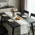 thumbnail image 2 of Eucalyptus Table Runner 36 Inches Long, Sage Green Brown Leaf Boho Minimalist White Kitchen Coffee Dining Table Decoration for Home Party Birthday Wedding Home Decor 13x36 Inches, 2 of 8