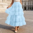 thumbnail image 3 of Long Tulle Skirts for Women Elastic High Waist Layered Ruffle A Line Flowy Maxi Skirt Renaissance Fairy Skirt, 3 of 6