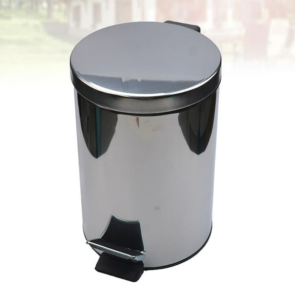 Worgeous 1pc 5L Trash Can Stainless Steel Round Trash Bin Dirtresistant Antifingerprint Garbage Can(Silver)