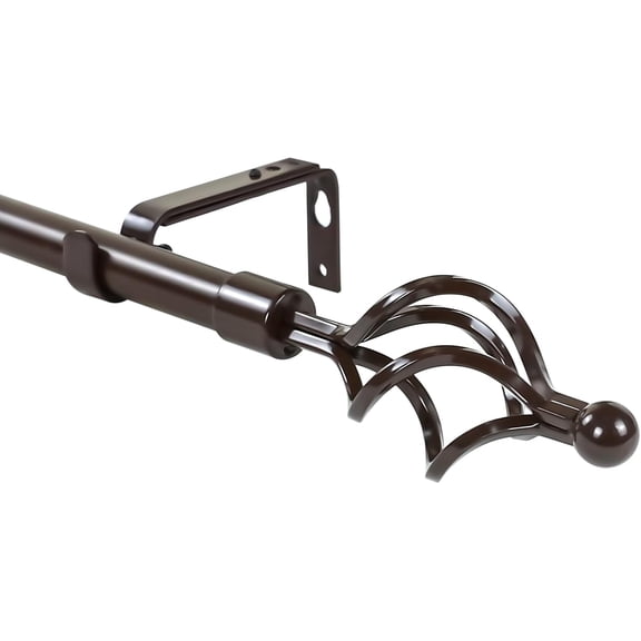 Urbanest Adjustable Single Curtain Rod Set Forged Iron Birdcage Finials – 3/4-Inch Diameter, With Bronze Rod, 84–120 Inches