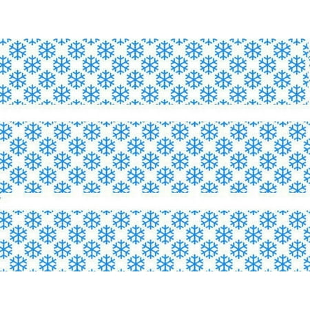 White with Blue Snowflakes Edible Photo Image Cake Border Decoration