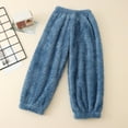 thumbnail image 2 of SEAOPEN 2-14Years Children's Solid Color Low Waist Warm and Coral Fleece Home Sleeping Pants Long Pants Today Sales Blue,100, 2 of 4